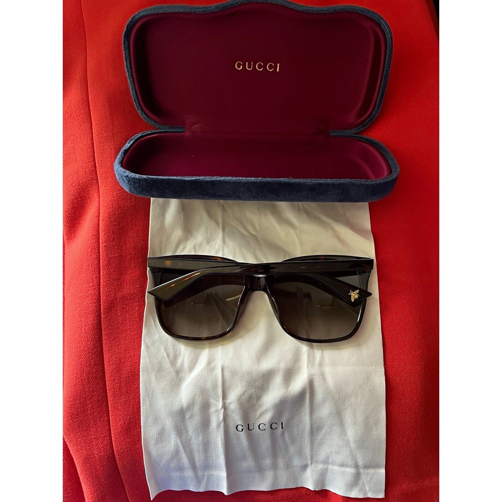 Gucci Women's Butterfly Sunglasses Tortoise Brown Frame Tinted w/Case Bee Logo